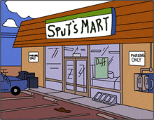 a cartoon of a store called spots mart