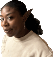 a woman wearing fake elf ears and earrings