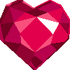 a pixel art of a red heart with a white triangle in the middle on a white background .