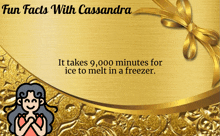 a gold background with the words fun facts with cassandra at the top