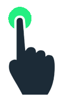 a hand is pressing a green button with its finger .