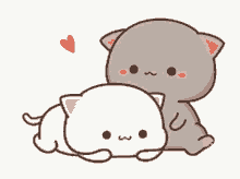 a cartoon of two cats hugging each other with a heart .