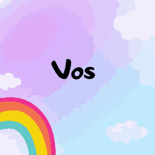 a rainbow and the word vos are on a purple background