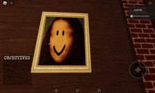 a picture of a woman with a smiley face is displayed on a table