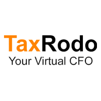 a black and orange logo for tax rodo