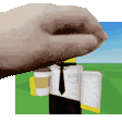 a close up of a person 's hand holding a bottle of pills .