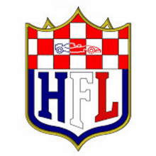 the logo for the hfl is a shield with a checkered pattern .