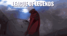 a league of legends poster with a man in a cape