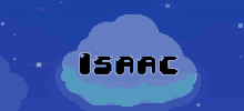 a pixel art of a cloud with the name isaac