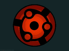 a red and black circle with a black circle in the middle and the words yuraku @ akasuna.net below it