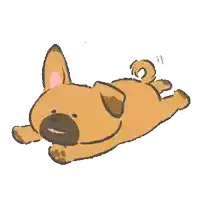 a cartoon drawing of a pug dog laying down