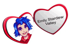 a picture of emily stardew valley on a heart shaped mirror