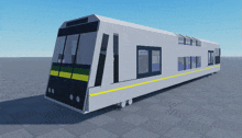 a 3d model of a train with a yellow stripe on it