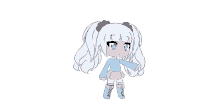 a drawing of a girl with blue eyes and white hair