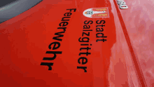 a red car with the words stadt salzgitter feuerwehr on it