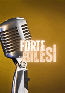 an old fashioned microphone with the words forte ailesi written on it