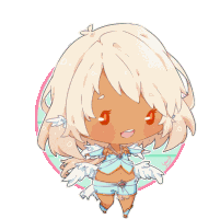 a chibi drawing of a girl with white hair and wings