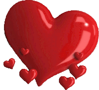 a large red heart surrounded by smaller hearts on a white background