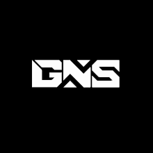 a black background with a white logo that says gns on it