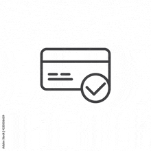 a line icon of a credit card with a check mark .