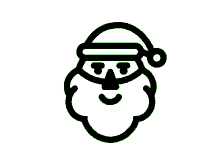 a black and white drawing of a santa claus head