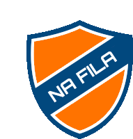 a blue and orange shield that says na fila on it