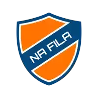 a blue and orange shield that says na fila on it