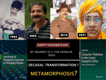 a happy teacher 's day poster with a book titled metamorphosis in the middle