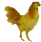 a chicken is standing on a white background with its wings outstretched .