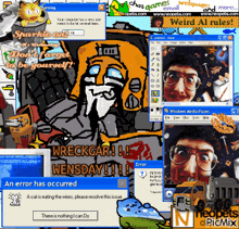 a collage of computer screens including one that says wreckgar