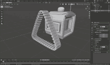 a screenshot of a 3d model in blender showing a chain attached to it