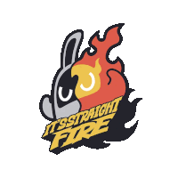 a logo that says it 's straight fire with a rabbit on fire