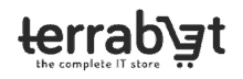 a black and white logo for terrabyte , the complete it store