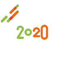 a white background with the year 2020 written in green and orange