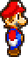 it is a pixel art of mario wearing a red hat and a blue shirt .