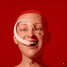 a 3d rendering of a woman 's face with a snake coming out of it 's mouth .