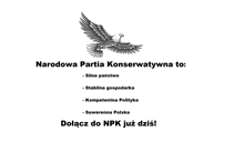 a black and white image of an eagle with the words narodowa partia konservatywna to