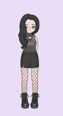 a drawing of a girl wearing a black shirt that says " dont go "