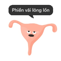 a cartoon illustration of a uterus with a speech bubble that says phiên vai long lon