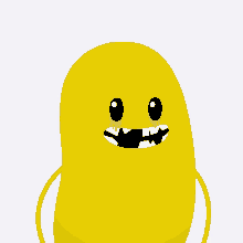 a yellow cartoon character with blood dripping from its eyes and teeth