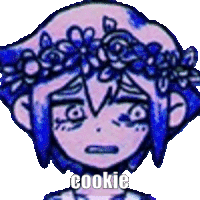 a drawing of a girl with a flower crown on her head and the word cookie underneath