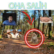 a monkey is in the middle of a forest with the words oha salih above