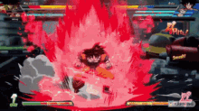 a screenshot of a video game with goku and gohan in it