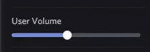 a black screen with a white circle and the word user volume on it