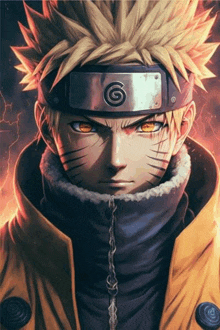 a close up of naruto 's face with a headband on his head