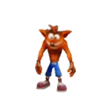 crash bandicoot is a cartoon character from the video game crash bandicoot standing on a white background .