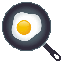 a frying pan with a fried egg on it