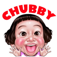 a cartoon drawing of a girl with the word chubby above her head