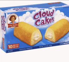 a box of little debbie cloud cakes has 10 creme filled sponge cakes individually wrapped