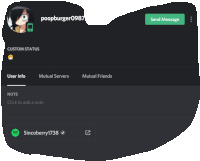 a screenshot of a person 's profile with the name poopburger987